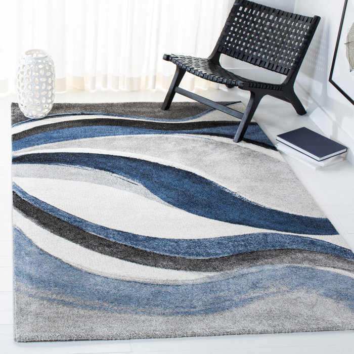 Orren Ellis Tornillo Abstract Gray/Blue Area Rug & Reviews Wayfair